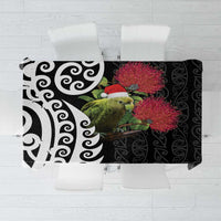 New Zealand Kakapo Christmas Tablecloth Meri Kirihimete Pohutukawa Flowers LT9 Black - Polynesian Pride