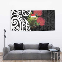 New Zealand Kakapo Christmas Tapestry Meri Kirihimete Pohutukawa Flowers LT9 - Polynesian Pride