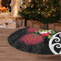 New Zealand Kakapo Christmas Tree Skirt Meri Kirihimete Pohutukawa Flowers LT9 - Polynesian Pride