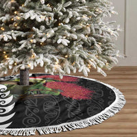 New Zealand Kakapo Christmas Tree Skirt Meri Kirihimete Pohutukawa Flowers LT9 - Polynesian Pride