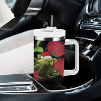 New Zealand Kakapo Christmas Tumbler With Handle Meri Kirihimete Pohutukawa Flowers LT9 - Polynesian Pride