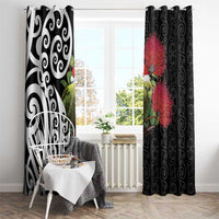 New Zealand Kakapo Christmas Window Curtain Meri Kirihimete Pohutukawa Flowers LT9 - Polynesian Pride