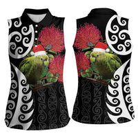 New Zealand Kakapo Christmas Women Sleeveless Polo Shirt Meri Kirihimete Pohutukawa Flowers LT9 - Polynesian Pride