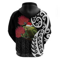 New Zealand Kakapo Christmas Zip Hoodie Meri Kirihimete Pohutukawa Flowers LT9 - Polynesian Pride