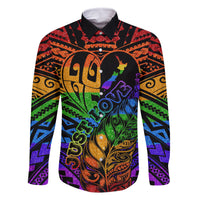 New Zealand LGBT Fern Heart Family Matching Off Shoulder Maxi Dress and Hawaiian Shirt Dont judge What You Dont Understand LT9 Dad's Shirt - Long Sleeve - Polynesian Pride
