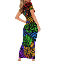 New Zealand LGBT Fern Heart Short Sleeve Bodycon Dress Dont judge What You Dont Understand LT9 - Polynesian Pride