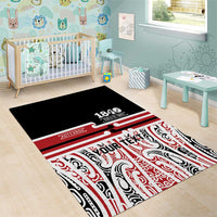 Personalised Toitu Te Tiriti Aotearoa 1840 Area Rug Red Kowhaiwhai Puhoro - Polynesian Pride