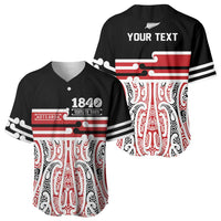 Personalised Toitu Te Tiriti Aotearoa 1840 Baseball Jersey Red Kowhaiwhai Puhoro - Polynesian Pride