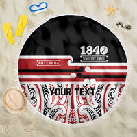 Personalised Toitu Te Tiriti Aotearoa 1840 Beach Blanket Red Kowhaiwhai Puhoro - Polynesian Pride
