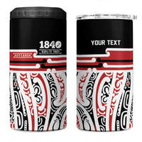 Personalised Toitu Te Tiriti Aotearoa 1840 4 in 1 Can Cooler Tumbler Red Kowhaiwhai Puhoro LT9 One Size: 16 oz Black - Polynesian Pride