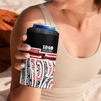 Personalised Toitu Te Tiriti Aotearoa 1840 4 in 1 Can Cooler Tumbler Red Kowhaiwhai Puhoro LT9 - Polynesian Pride