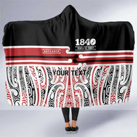 Personalised Toitu Te Tiriti Aotearoa 1840 Hooded Blanket Red Kowhaiwhai Puhoro - Polynesian Pride