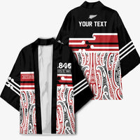 Personalised Toitu Te Tiriti Aotearoa 1840 Kimono Red Kowhaiwhai Puhoro - Polynesian Pride
