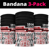 Personalised Toitu Te Tiriti Aotearoa 1840 Neck Gaiter Red Kowhaiwhai Puhoro LT9 package One Size: 25*50cm Black - Polynesian Pride