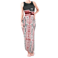 Personalised Toitu Te Tiriti Aotearoa 1840 Tank Maxi Dress Red Kowhaiwhai Puhoro LT9 Women Black - Polynesian Pride
