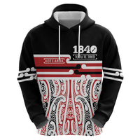 Personalised Toitu Te Tiriti Aotearoa 1840 Zip Hoodie Red Kowhaiwhai Puhoro LT9 - Polynesian Pride