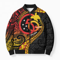 Papua New Guinea Tribal Tattoo Bomber Puffer Jacket 50th Independence Anniversary - Polynesian Pride
