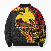 Papua New Guinea Tribal Tattoo Bomber Puffer Jacket 50th Independence Anniversary - Polynesian Pride