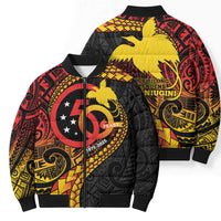 Papua New Guinea Tribal Tattoo Bomber Puffer Jacket 50th Independence Anniversary - Polynesian Pride
