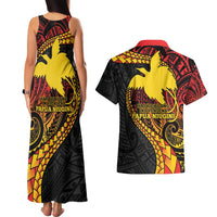 Papua New Guinea Tribal Tattoo Couples Matching Tank Maxi Dress and Hawaiian Shirt 50th Independence Anniversary LT9 - Polynesian Pride