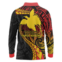 Papua New Guinea Tribal Tattoo Long Sleeve Polo Shirt 50th Independence Anniversary