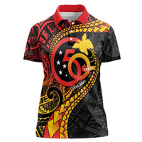 Papua New Guinea Tribal Tattoo Women Polo Shirt 50th Independence Anniversary LT9 Female Black - Polynesian Pride