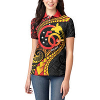 Papua New Guinea Tribal Tattoo Women Polo Shirt 50th Independence Anniversary LT9 - Polynesian Pride