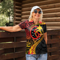 Papua New Guinea Tribal Tattoo Women Polo Shirt 50th Independence Anniversary LT9 - Polynesian Pride