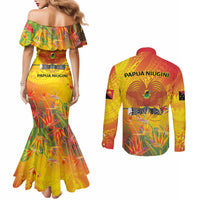 Papua New Guinea Unity in Diversity Couples Matching Mermaid Dress and Long Sleeve Button Shirt 50th Indipendens Papua Niugini LT9 - Polynesian Pride