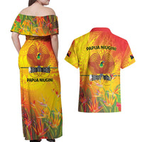 Papua New Guinea Unity in Diversity Couples Matching Off Shoulder Maxi Dress and Hawaiian Shirt 50th Indipendens Papua Niugini LT9 - Polynesian Pride