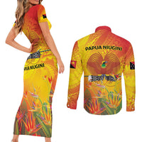 Papua New Guinea Unity in Diversity Couples Matching Short Sleeve Bodycon Dress and Long Sleeve Button Shirt 50th Indipendens Papua Niugini LT9 - Polynesian Pride