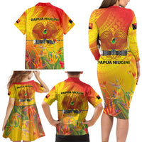 Papua New Guinea Unity in Diversity Family Matching Long Sleeve Bodycon Dress and Hawaiian Shirt 50th Indipendens Papua Niugini LT9 - Polynesian Pride