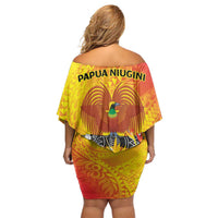 Papua New Guinea Unity in Diversity Family Matching Off Shoulder Short Dress and Hawaiian Shirt 50th Indipendens Papua Niugini LT9 - Polynesian Pride