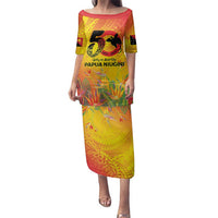 Papua New Guinea Unity in Diversity Family Matching Puletasi and Hawaiian Shirt 50th Indipendens Papua Niugini LT9 Mom's Dress Gold - Polynesian Pride