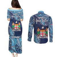 Personalised Fiji 54th Anniversary Couples Matching Puletasi and Long Sleeve Button Shirt Siga Ni Bula Galala Marautaki O Viti LT9 - Polynesian Pride