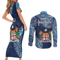 Personalised Fiji 54th Anniversary Couples Matching Short Sleeve Bodycon Dress and Long Sleeve Button Shirt Siga Ni Bula Galala Marautaki O Viti LT9 - Polynesian Pride