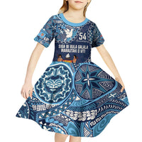 Personalised Fiji 54th Anniversary Kid Short Sleeve Dress Siga Ni Bula Galala Marautaki O Viti LT9 - Polynesian Pride