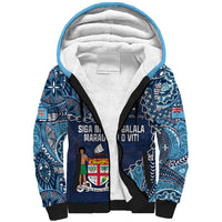 Personalised Fiji 54th Anniversary Sherpa Hoodie Siga Ni Bula Galala Marautaki O Viti LT9 Unisex Blue - Polynesian Pride