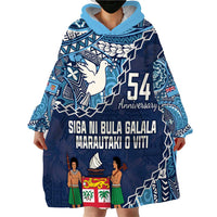 Personalised Fiji 54th Anniversary Wearable Blanket Hoodie Siga Ni Bula Galala Marautaki O Viti LT9 - Polynesian Pride