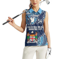 Personalised Fiji 54th Anniversary Women Sleeveless Polo Shirt Siga Ni Bula Galala Marautaki O Viti LT9 - Polynesian Pride
