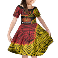 Personalised Papua New Guinea 49th Anniversary Family Matching Summer Maxi Dress and Hawaiian Shirt Hapi De bilong Indipendens Papua Niugini LT9 Daughter's Dress Black - Polynesian Pride