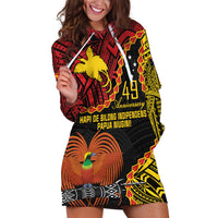 Personalised Papua New Guinea 49th Anniversary Hoodie Dress Hapi De bilong Indipendens Papua Niugini LT9 Black - Polynesian Pride