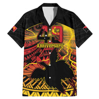 Personalised Papua New Guinea 49th Anniversary Family Matching Mermaid Dress and Hawaiian Shirt Bird of Paradise Unity In Diversity LT9 Dad's Shirt - Short Sleeve Black - Polynesian Pride