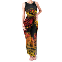 Personalised Papua New Guinea 49th Anniversary Family Matching Tank Maxi Dress and Hawaiian Shirt Bird of Paradise Unity In Diversity LT9 Mom's Dress Black - Polynesian Pride