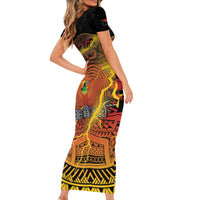 Personalised Papua New Guinea 49th Anniversary Short Sleeve Bodycon Dress Bird of Paradise Unity In Diversity LT9 - Polynesian Pride