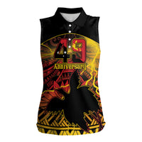 Personalised Papua New Guinea 49th Anniversary Women Sleeveless Polo Shirt Bird of Paradise Unity In Diversity LT9 Female Black - Polynesian Pride