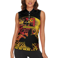 Personalised Papua New Guinea 49th Anniversary Women Sleeveless Polo Shirt Bird of Paradise Unity In Diversity LT9 - Polynesian Pride