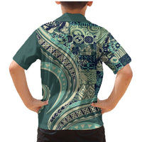 Hawaiian Hibiscus Tribal Vintage Motif Family Matching Mermaid Dress and Hawaiian Shirt Ver 1 LT9 - Polynesian Pride