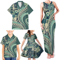 Hawaiian Hibiscus Tribal Vintage Motif Family Matching Tank Maxi Dress and Hawaiian Shirt Ver 1 LT9 - Polynesian Pride