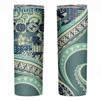 Hawaiian Hibiscus Tribal Vintage Motif Skinny Tumbler Ver 1 LT9 Sea Green - Polynesian Pride